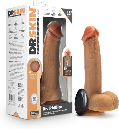 Blush Dr. Skin Silicone Dr. Phillips 9 Inch Realistic Dildo 5 Vibrating Modes