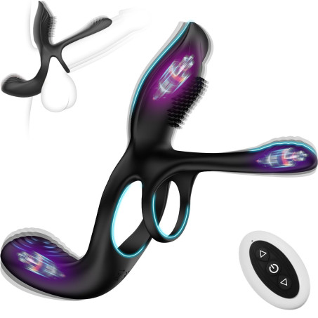 Vibrator for Couple, 3 in 1 Vibrating Cock Ring